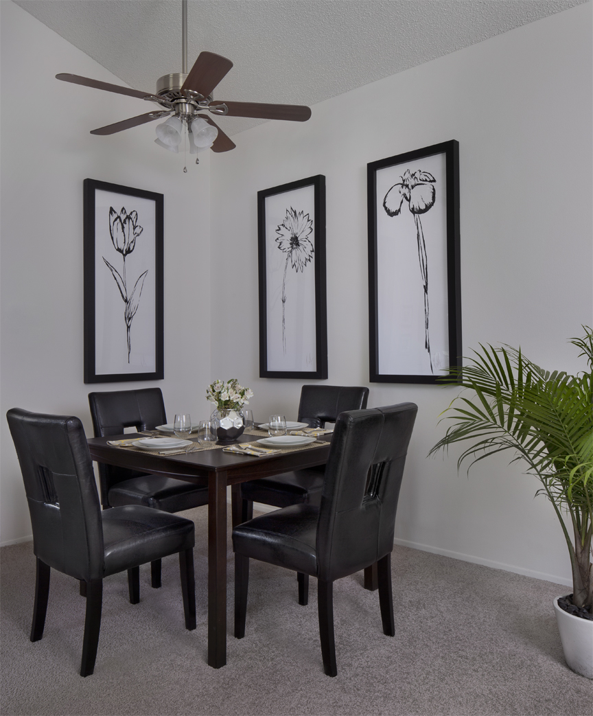 Dining Room with table and wall art