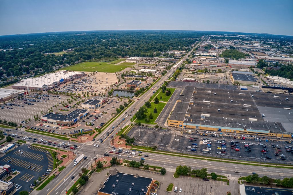 An aerial view of the community in Livonia, Michigan.